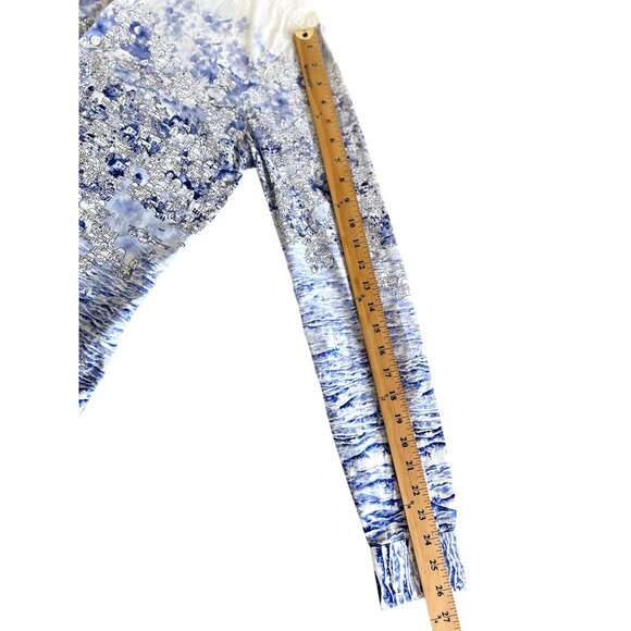 ZARA  Man ~  Slim Fit Blue & White Landscape Print Long Sleeve Shirt - Picture 6 of 10